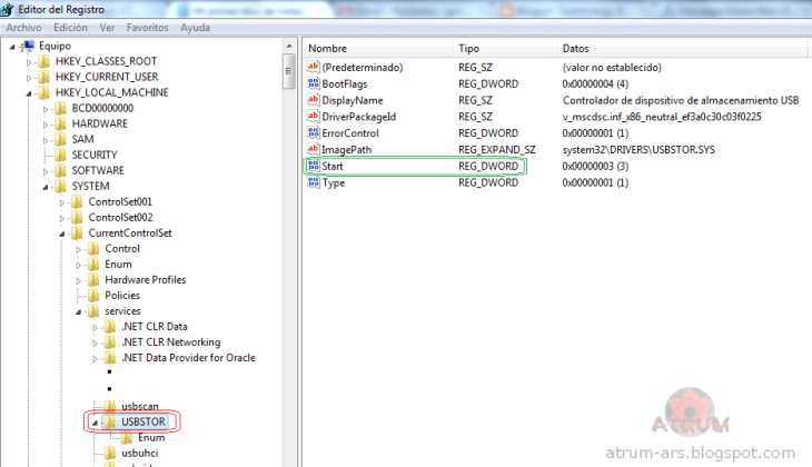 Captura de pantalla con el editor del registro.