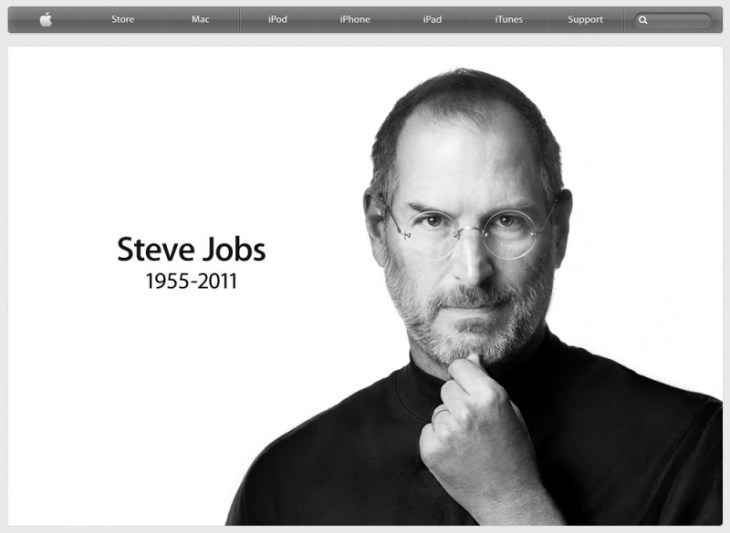 Sitio web de Apple despidiendo a Steve Jobs