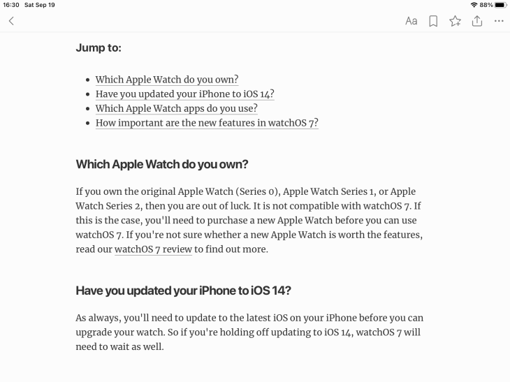 Aplicación de Feedly para iPad mostrando un artículo abierto