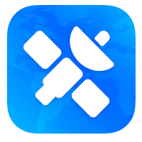 Logo de NetNewsWire - La silueta de un satélite con fondo azul