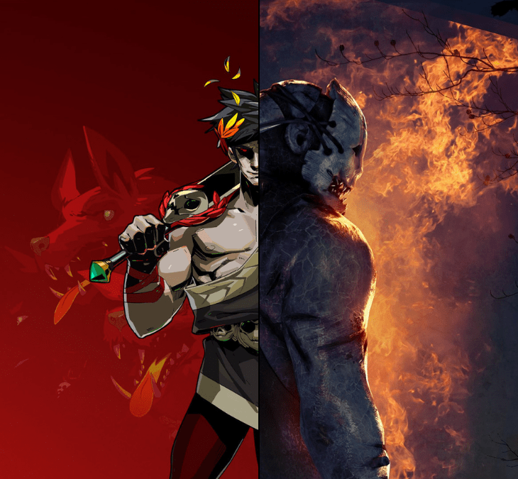 Hades con su espada a la izquierda y asesino Trapper en la derecha