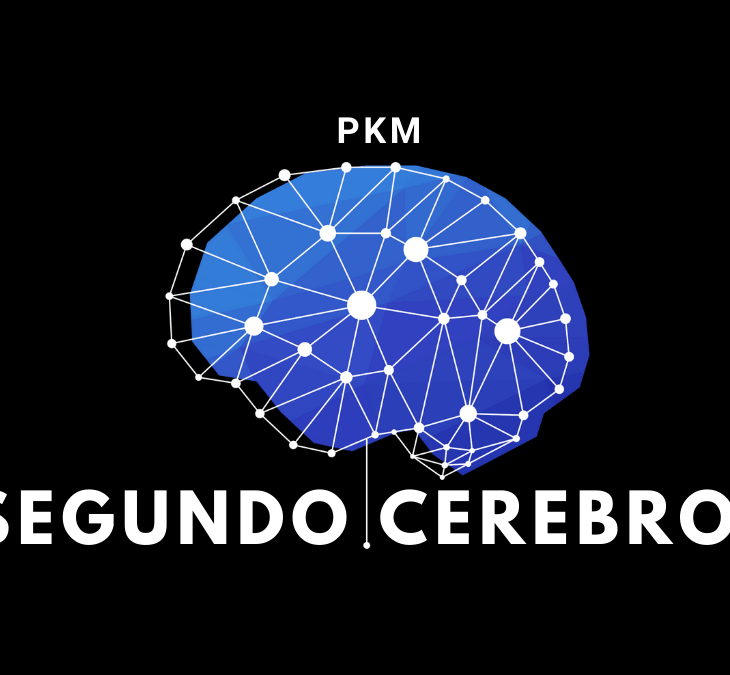 Gráfico de un cerebro azul formado por lineas y puntos entrelazados. El texto dice PKM - Segundo Cerebro
